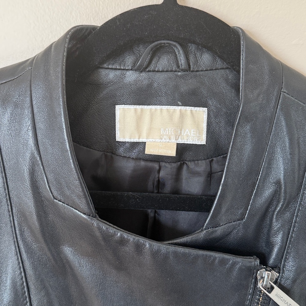 Michael Kors Black Leather Jacket, Medium - Picture 2 of 13